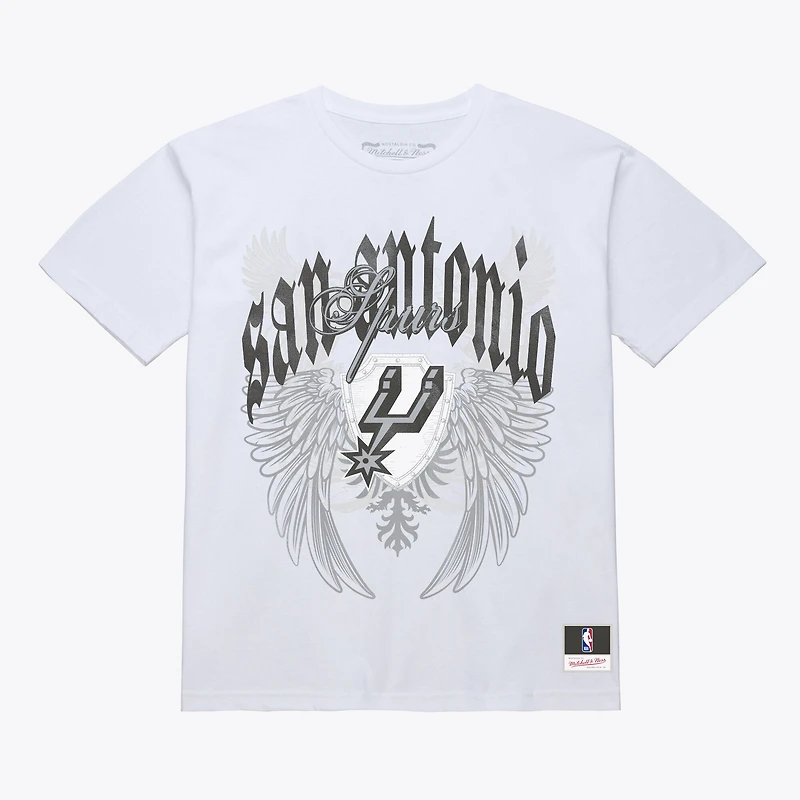T-shirt Mitchell & Ness blanc San Antonio Spurs style Old English Classic pour homme