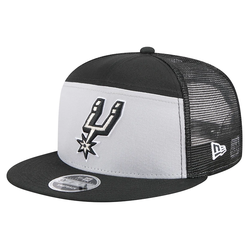 Men's New Era  Black/Silver San Antonio Spurs Outdoor Split Panel 9FIFTY Snapback Hat
