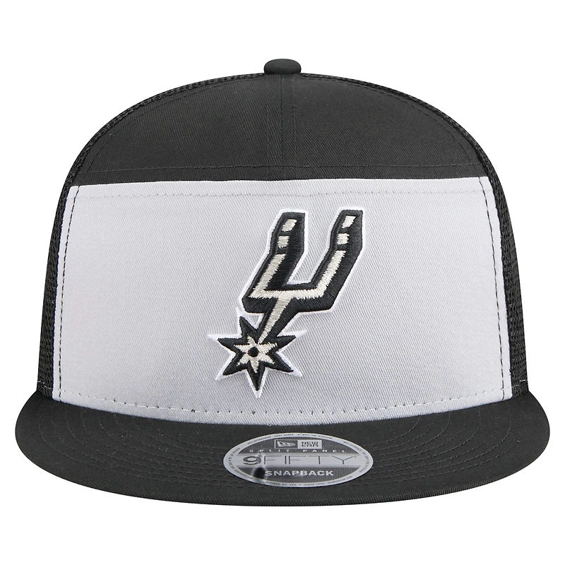 Men's New Era  Black/Silver San Antonio Spurs Outdoor Split Panel 9FIFTY Snapback Hat
