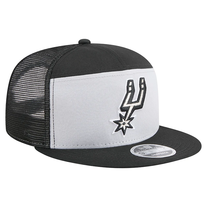 Men's New Era  Black/Silver San Antonio Spurs Outdoor Split Panel 9FIFTY Snapback Hat