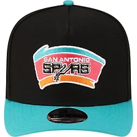 Men's New Era  Black/Teal San Antonio Spurs 80s Throwback A-Frame 9FIFTY Snapback Hat