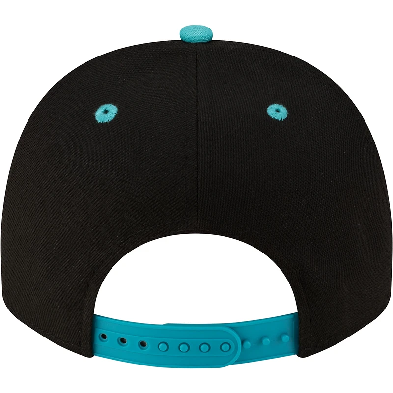 Casquette snapback New Era 9FIFTY pour homme, noire et turquoise, style rétro années 80, San Antonio Spurs