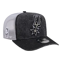 Men's New Era  Black/White San Antonio Spurs Washed Meshback 9FIFTY Adjustable Hat