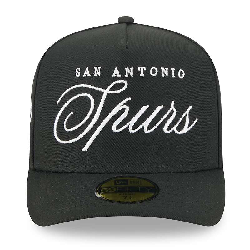 Casquette ajustée A-Frame 59FIFTY noire New Era pour homme, San Antonio Spurs, draft NBA 2025