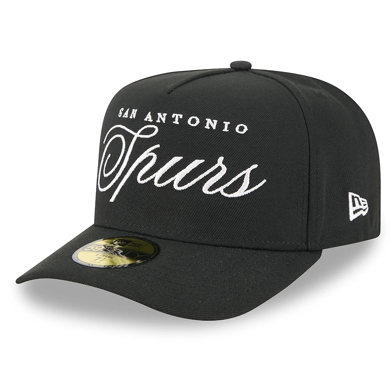 Casquette ajustée A-Frame 59FIFTY noire New Era pour homme, San Antonio Spurs, draft NBA 2025
