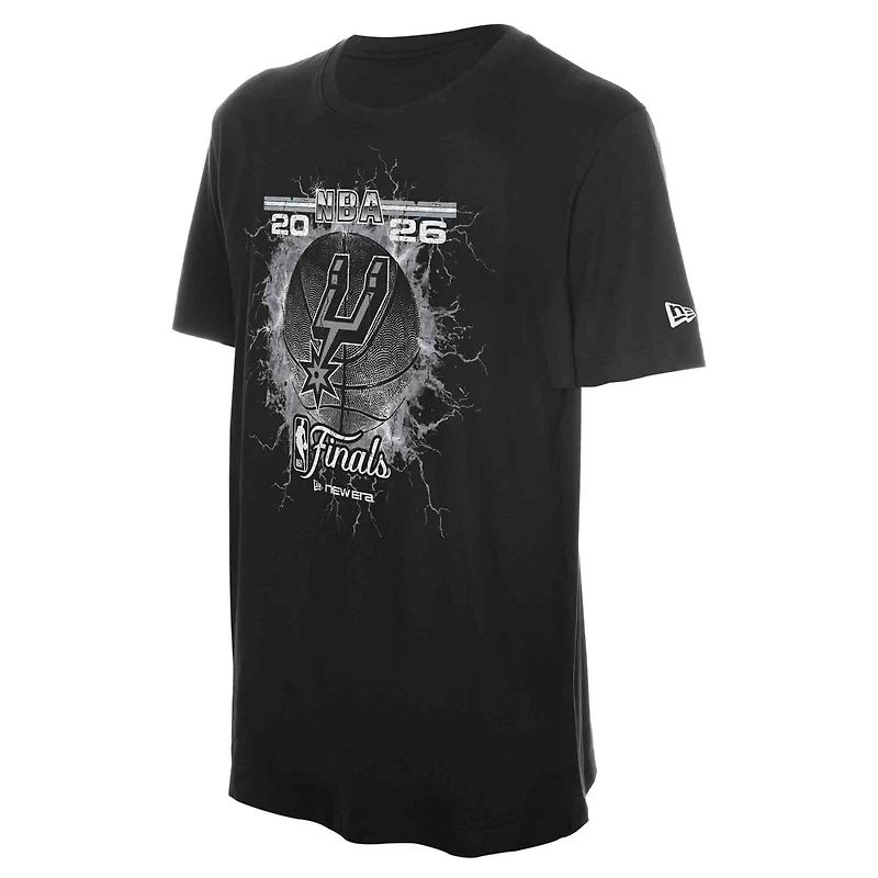 Men's New Era Black San Antonio Spurs 2026 NBA Finals Lightning Ball T-Shirt