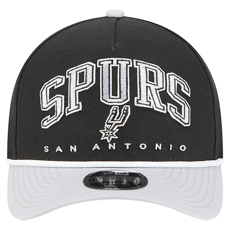 Men's New Era  Black San Antonio Spurs Bold Arch COOLERA 9FORTY A-Frame M-Crown Adjustable Hat