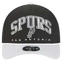Men's New Era  Black San Antonio Spurs Bold Arch COOLERA 9FORTY A-Frame M-Crown Adjustable Hat