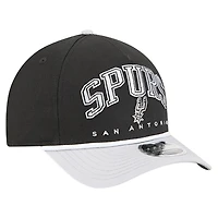 Men's New Era  Black San Antonio Spurs Bold Arch COOLERA 9FORTY A-Frame M-Crown Adjustable Hat