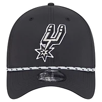Casquette New Era noire San Antonio Spurs Featherweight Poly Rope Flex 39Thirty pour homme