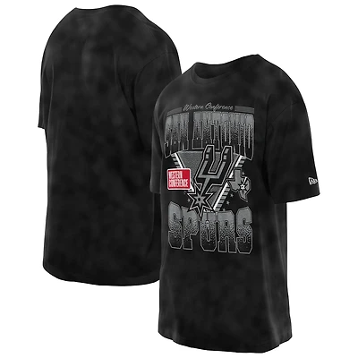 T-shirt New Era noir San Antonio Spurs Old School Sport Vintage Wash pour homme