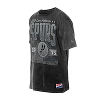 Men's New Era  Black San Antonio Spurs Oversized Throwback Collection Mineral Wash T-Shirt