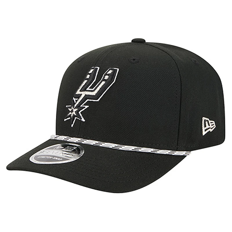 Casquette ajustable New Era noire San Antonio Spurs 9SEVENTY pour homme