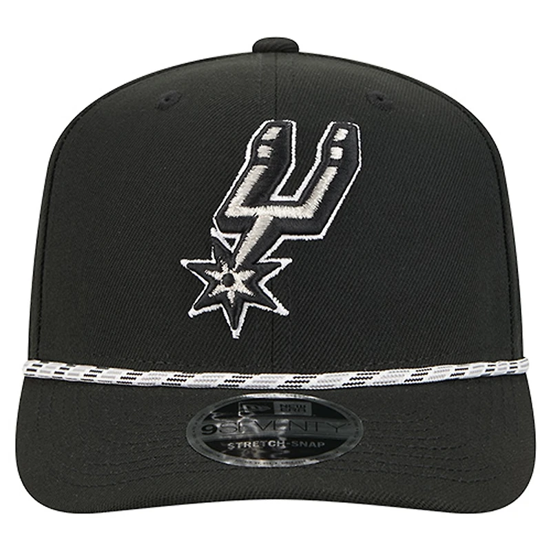 Casquette ajustable New Era noire San Antonio Spurs 9SEVENTY pour homme