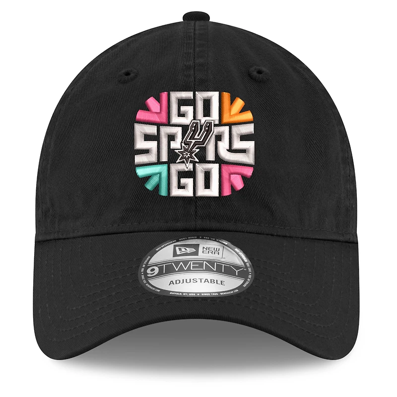 Men's New Era  Black San Antonio Spurs Slogan 9TWENTY Adjustable Hat