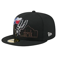 Casquette ajustée New Era 59FIFTY noire pour homme avec motif State Stitch des San Antonio Spurs