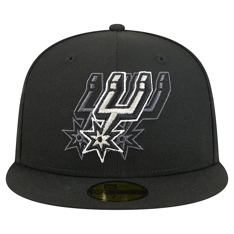 Casquette ajustée New Era noire San Antonio Spurs Tri-Hit 59Fifty pour homme