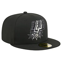 Casquette ajustée New Era noire San Antonio Spurs Tri-Hit 59Fifty pour homme