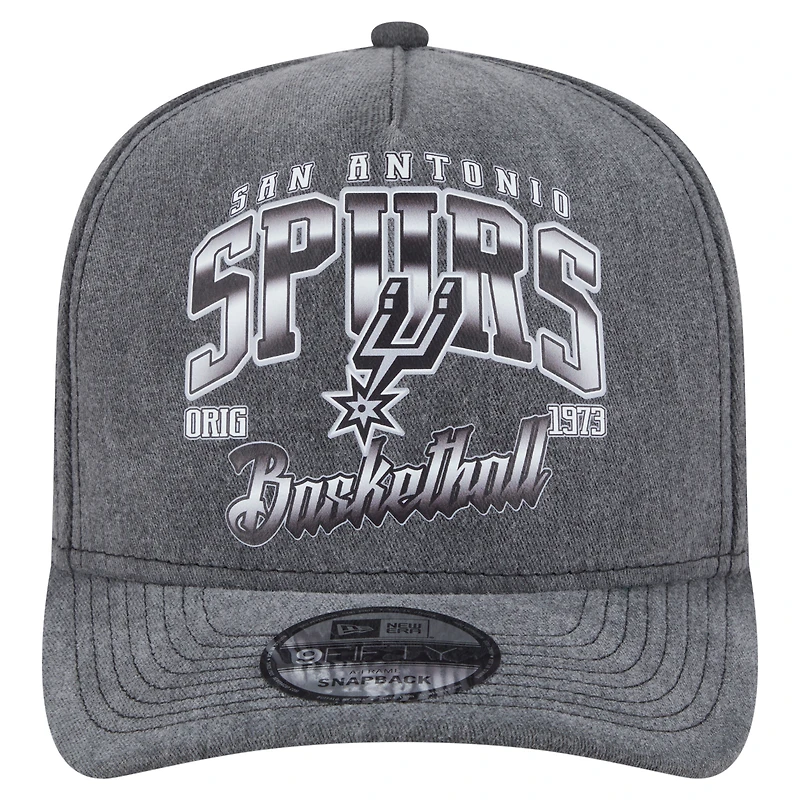 Casquette snapback pré-courbée New Era 9FIFTY pour homme, couleur anthracite, San Antonio Spurs