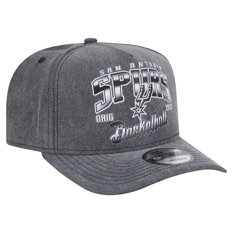 Casquette snapback pré-courbée New Era 9FIFTY pour homme, couleur anthracite, San Antonio Spurs