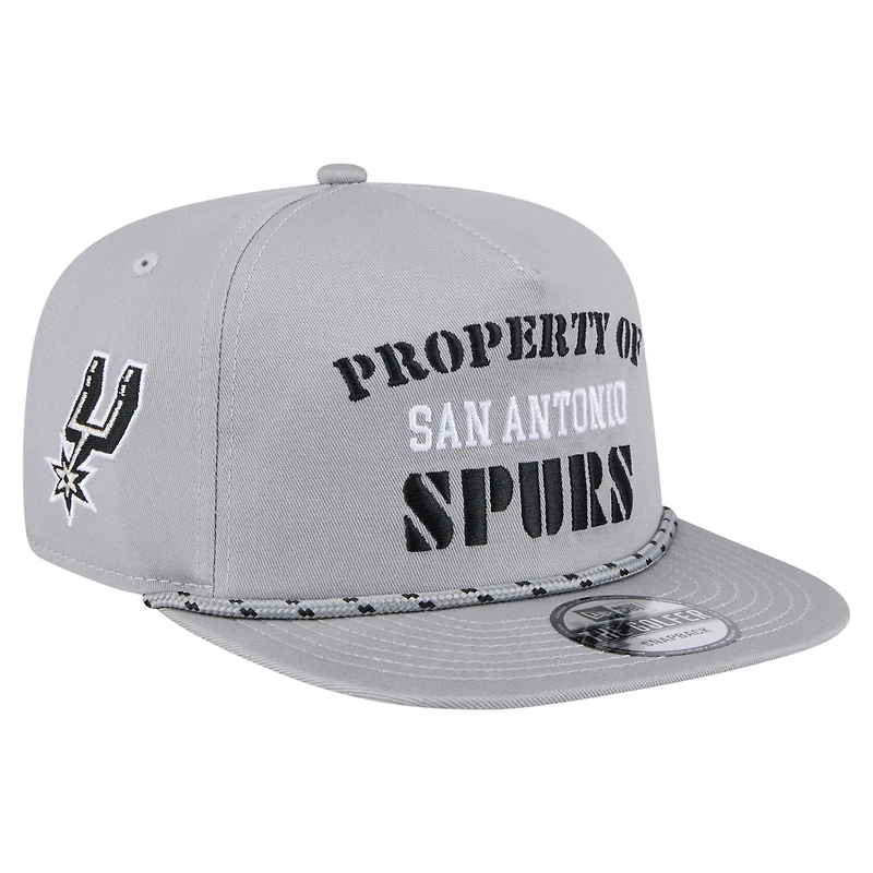 Casquette snapback grise New Era San Antonio Spurs pour homme, modèle rétro, propriété du golfeur
