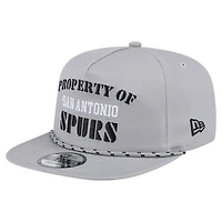 Casquette snapback grise New Era San Antonio Spurs pour homme, modèle rétro, propriété du golfeur