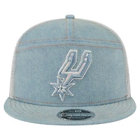 Casquette camionneur New Era 9FIFTY Snapback Adventure Denim pour homme San Antonio Spurs