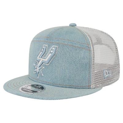 Casquette camionneur New Era 9FIFTY Snapback Adventure Denim pour homme San Antonio Spurs