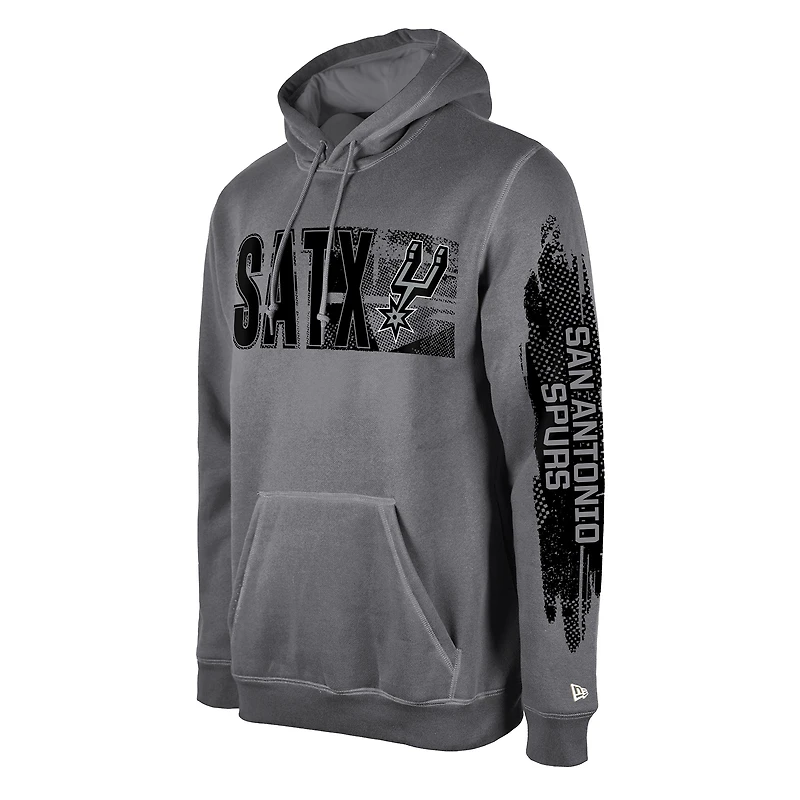 Men's New Era San Antonio Spurs Gray Tip-Off Collection Pullover Hoodie