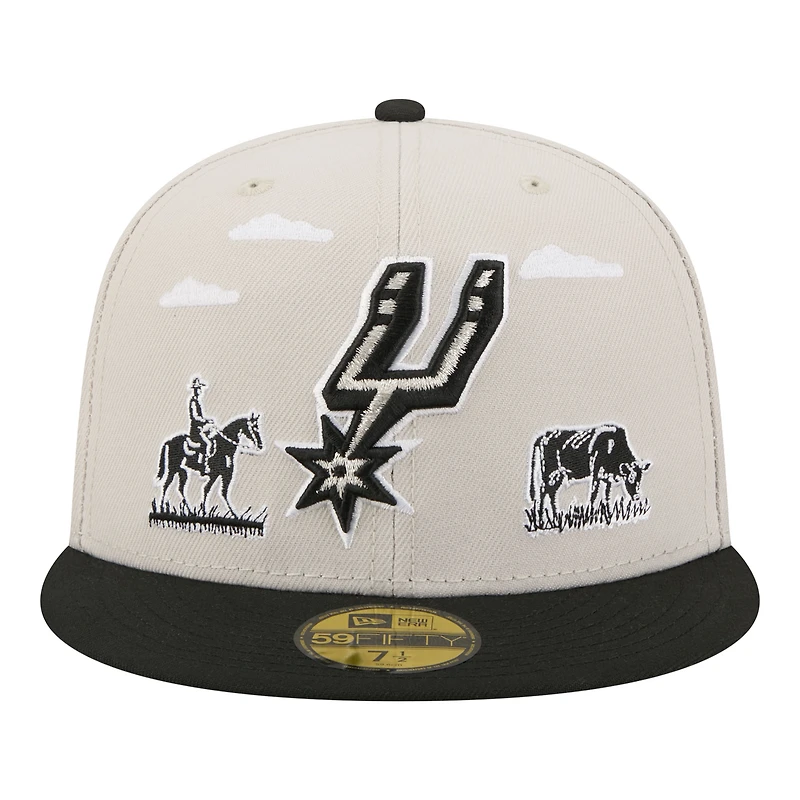 Men's New Era  Tan/Black San Antonio Spurs Localized City Icon 59FIFTY Fitted Hat