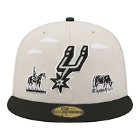 Men's New Era  Tan/Black San Antonio Spurs Localized City Icon 59FIFTY Fitted Hat