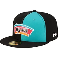 Men's New Era  Teal/Black San Antonio Spurs 80s Throwback Pinwheel 59FIFTY Fitted Hat