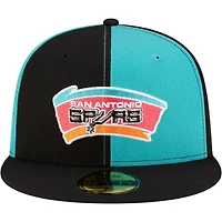 Casquette ajustée New Era 59FIFTY pour homme, bleu sarcelle et noire, style rétro années 80, San Antonio Spurs.