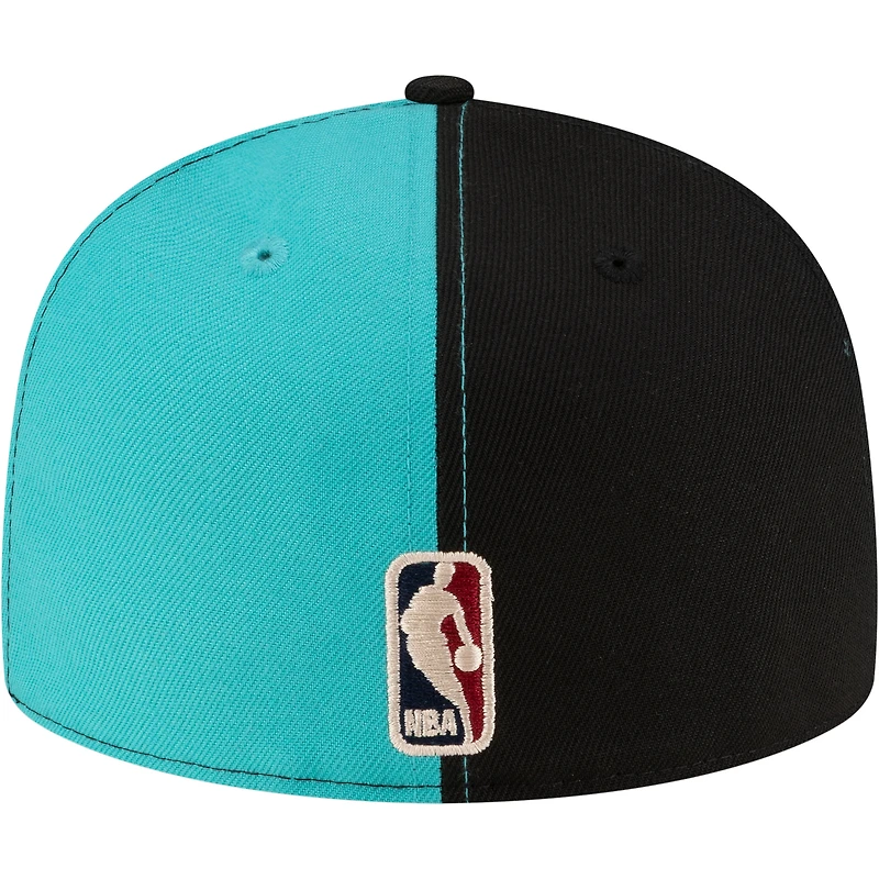 Men's New Era Teal/Black San Antonio Spurs 80s Throwback Pinwheel 59FIFTY Fitted Hat