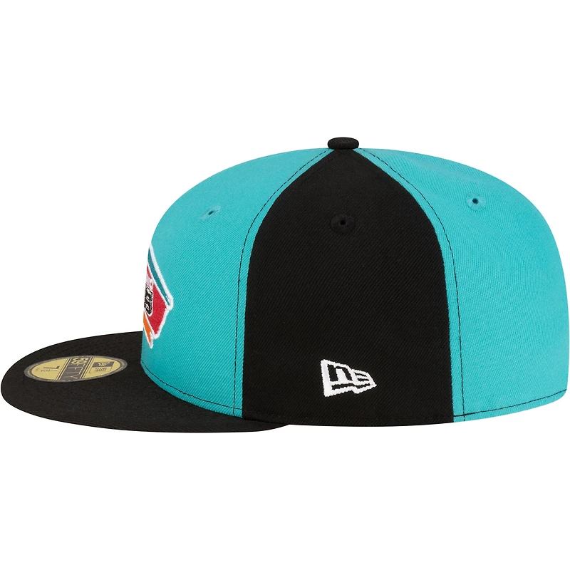 Men's New Era Teal/Black San Antonio Spurs 80s Throwback Pinwheel 59FIFTY Fitted Hat