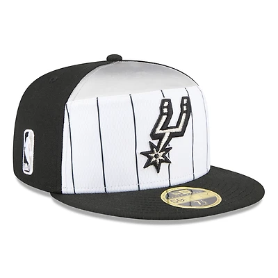 Men's New Era  White/Black San Antonio Spurs 2025 NBA Tip Off Split Panel 59FIFTY Fitted Hat