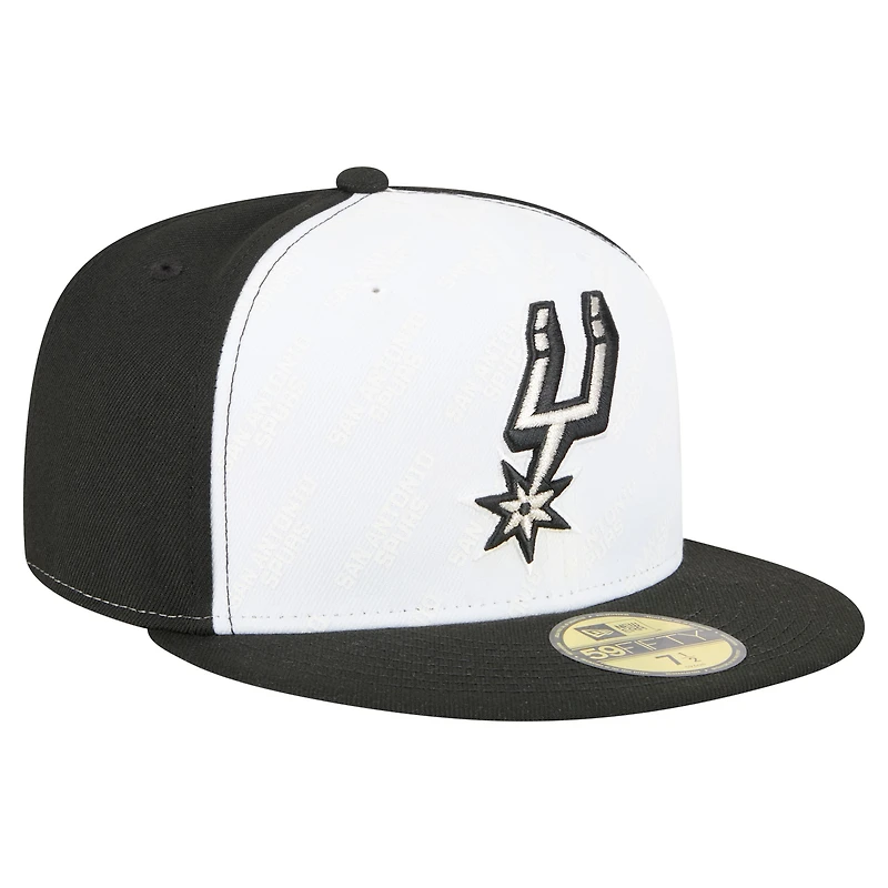 Men's New Era  White/Black San Antonio Spurs Repeat 59Fifty Fitted Hat