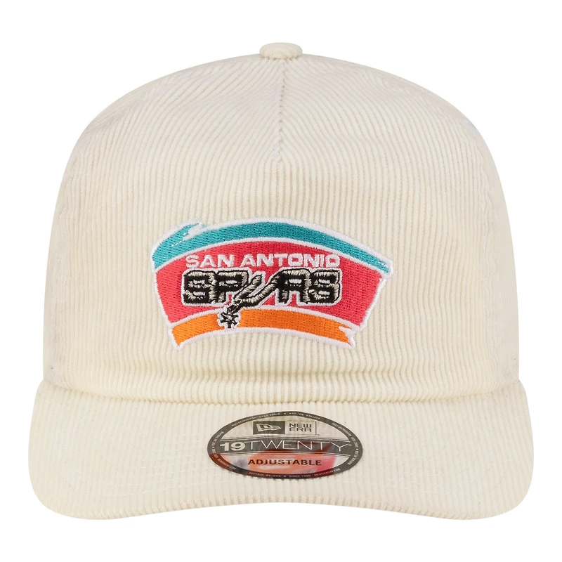 Casquette ajustable New Era blanche San Antonio Spurs 19TWENTY années 80 en velours côtelé chromé