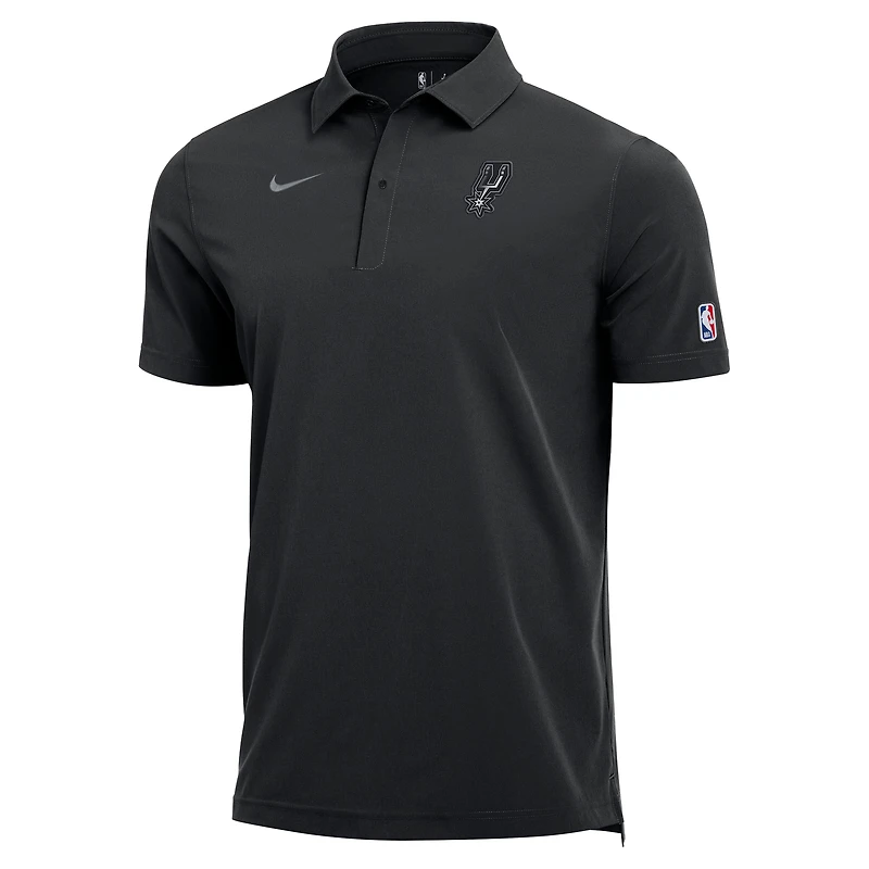 Polo d'entraîneur Nike noir authentique San Antonio Spurs 2025/26 pour homme, en tissu Dri-FIT.