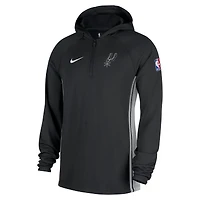 Veste à capuche Nike noire authentique San Antonio Spurs On Court Zone Quarter-Zip Dri-FIT pour homme