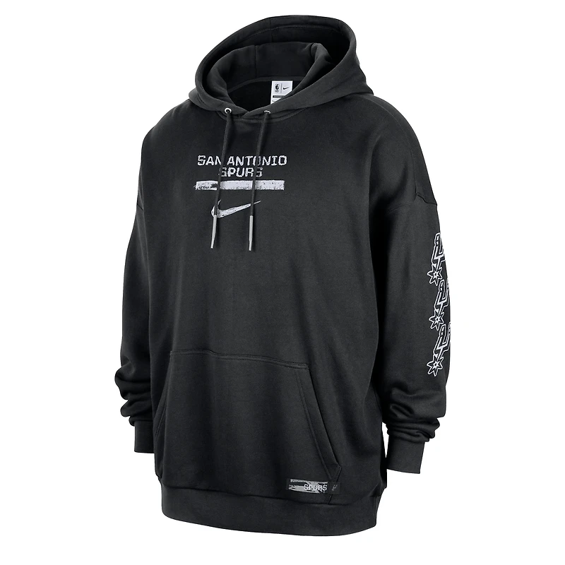 Sweat à capuche premium Nike Courtside Club San Antonio Spurs noir pour homme