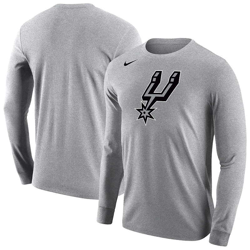 T-shirt à manches longues Nike gris San Antonio Spurs pour homme