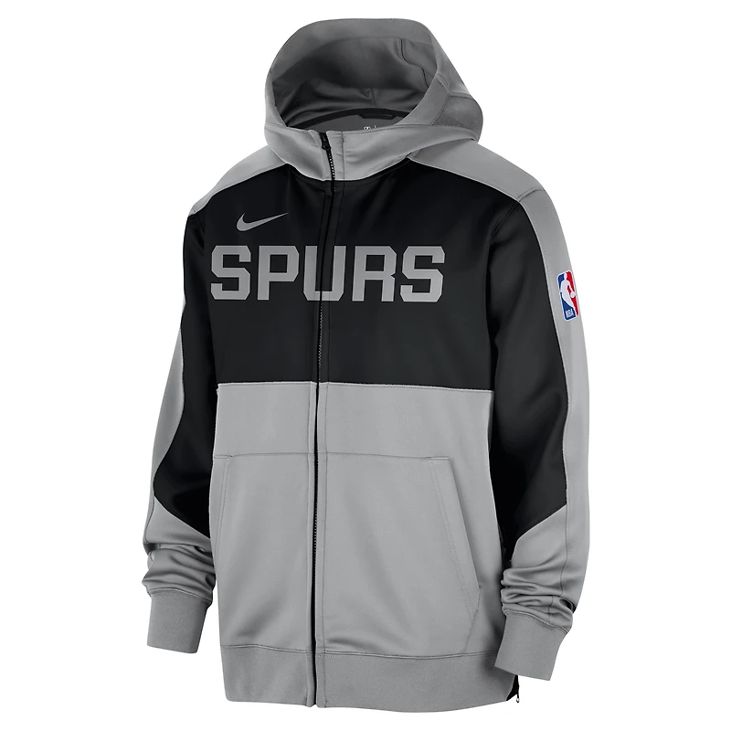 Sweat à capuche entièrement zippé Nike Silver San Antonio Spurs Authentic On-Court Showtime Performance pour homme