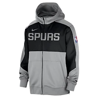 Sweat à capuche entièrement zippé Nike Silver San Antonio Spurs Authentic On-Court Showtime Performance pour homme