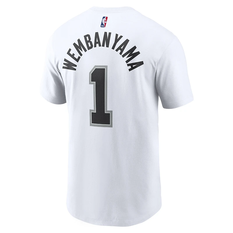 T-shirt pour homme San Antonio Spurs 2023 NBA Draft First Round Pick avec nom et numéro Nike Victor Wembanyama blanc