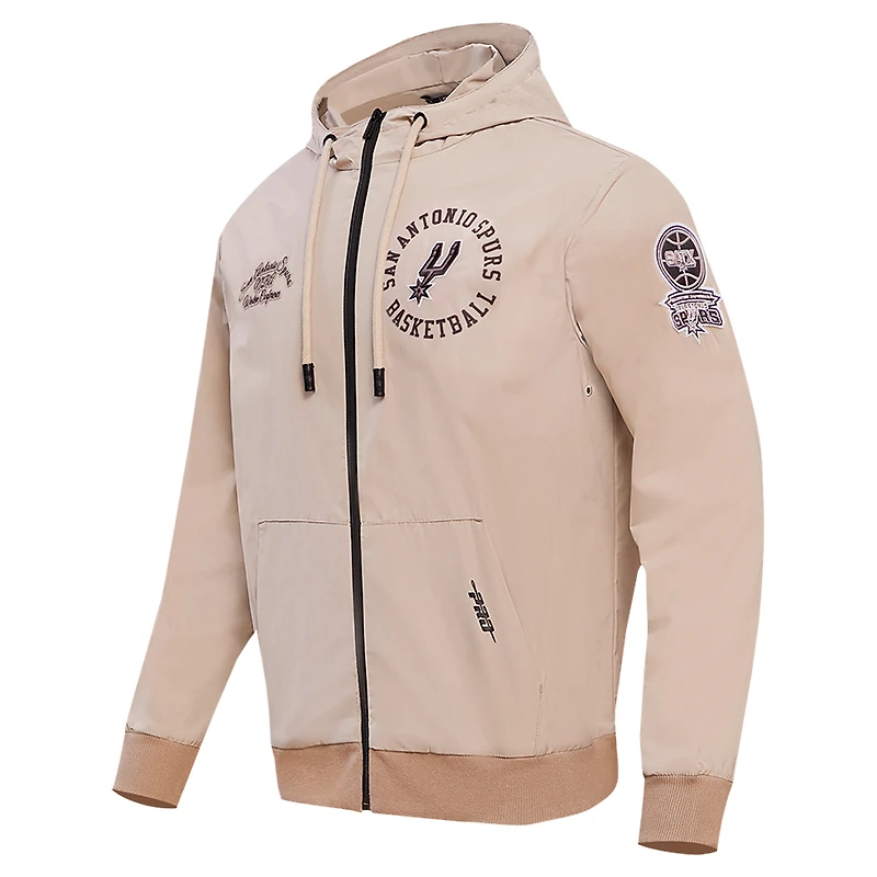 Sweat à capuche hybride entièrement zippé Pro Standard kaki pour hommes, San Antonio Spurs