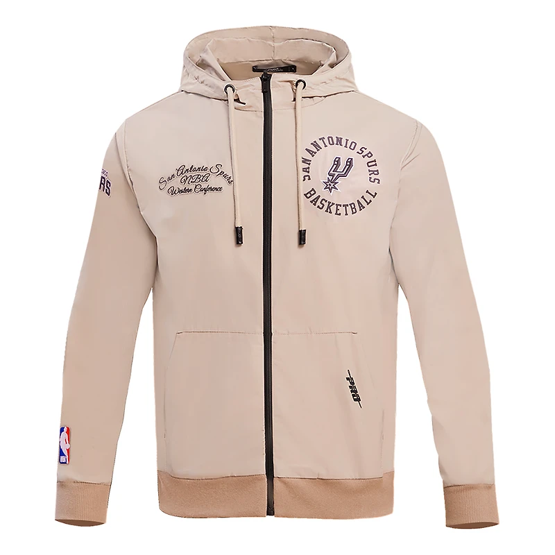 Sweat à capuche hybride entièrement zippé Pro Standard kaki pour hommes, San Antonio Spurs