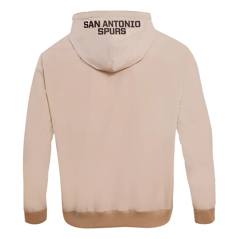 Sweat à capuche hybride entièrement zippé Pro Standard kaki pour hommes, San Antonio Spurs
