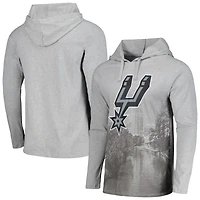 T-shirt à capuche manches longues Stadium Essentials pour hommes, gris chiné, San Antonio Spurs Atrium Raglan