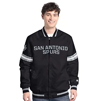 Veste universitaire Starter noire/argentée pour homme San Antonio Spurs Scout Full Snap